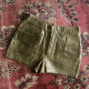 Wilson Maxima Leather Shorts Y2K 90's Size 10 Olive